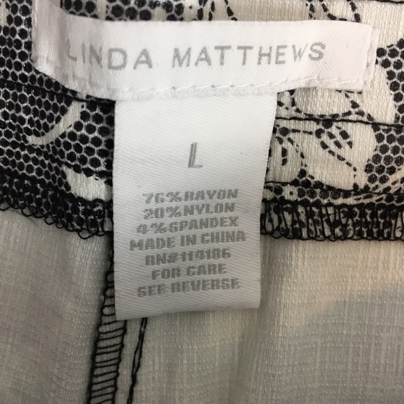 Linda Mathews NWT Pique Print Pants Womens Large High Waist Stretchy - Picture 2 of 10